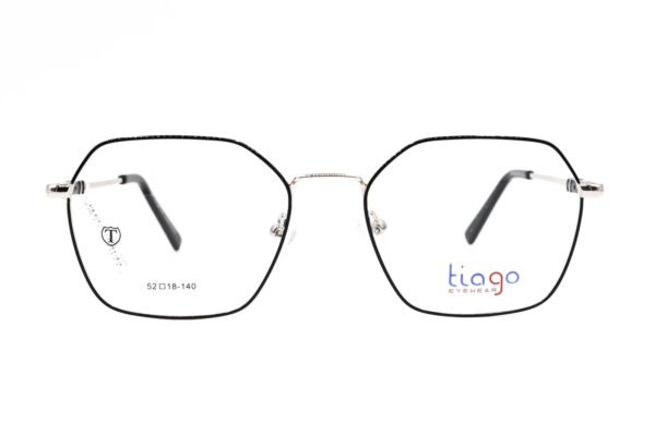 اطار طبي TIAGO للنساء مضلع لون أسود و فضي  - CH7022 C1