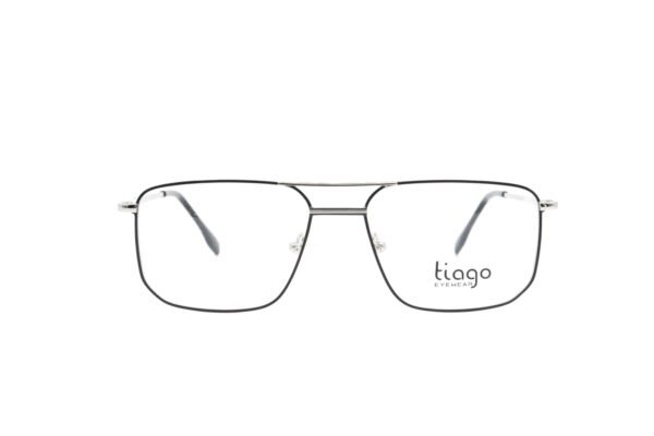اطار طبي TIAGO للرجال مستطيل لون فضي و أسود  - 1309 C5
