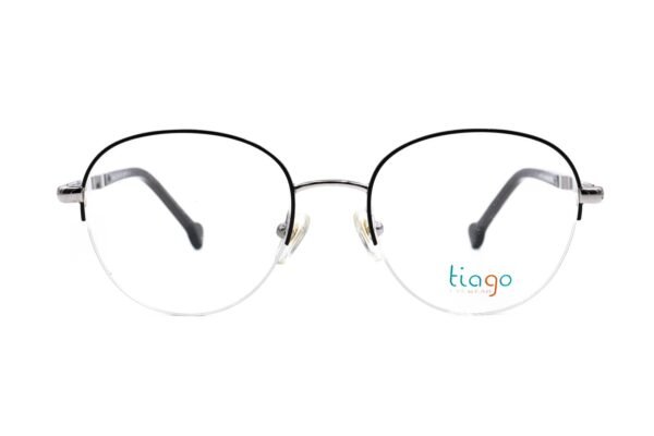 اطار طبي TIAGO للنساء دائري لون فضي و أسود  - 4505 C2